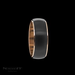 Black Zirconium and Rose Gold Wedding Ring