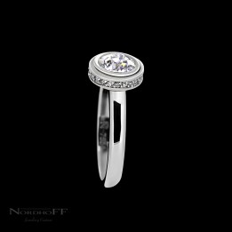 Old European Cut Diamond Side Halo Engagement Ring