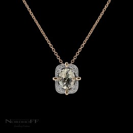 Sunstone and Diamond Pendant