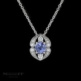 Cornflower Blue Sapphire and Diamond Pendant