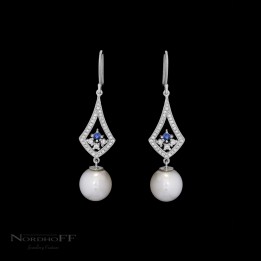 Sapphire and Diamond Pearl Earrings