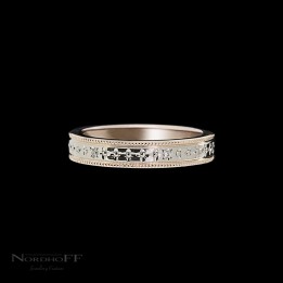 Rose and White Gold Hand Engraved Wedding Ring