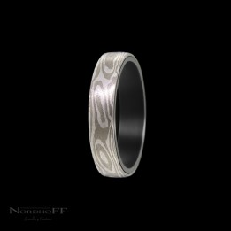 Mokume Gane and Black Zirconium Wedding Ring