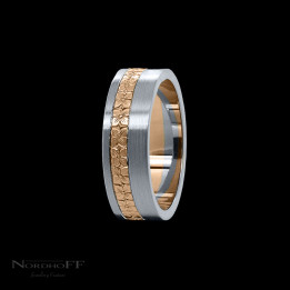 Palladium and Rose Gold Hand Engraved Sakura Wedding Ring