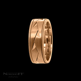 Rose Gold Facetted Mens Wedding Ring