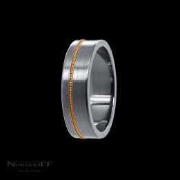 Zirconium and Rose Gold Millgrain Wedding Ring
